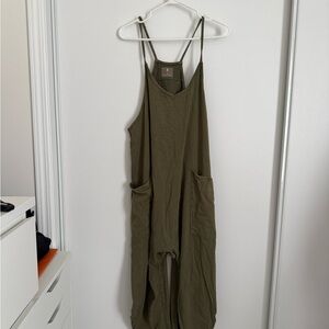 Free People Khaki Jumpsuit with Pockets